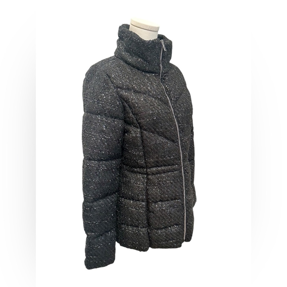🆕 Bernardo Tweed Puffer Coat Jacket Black Shimmer Women’s Size Small NWT - Picture 4 of 8